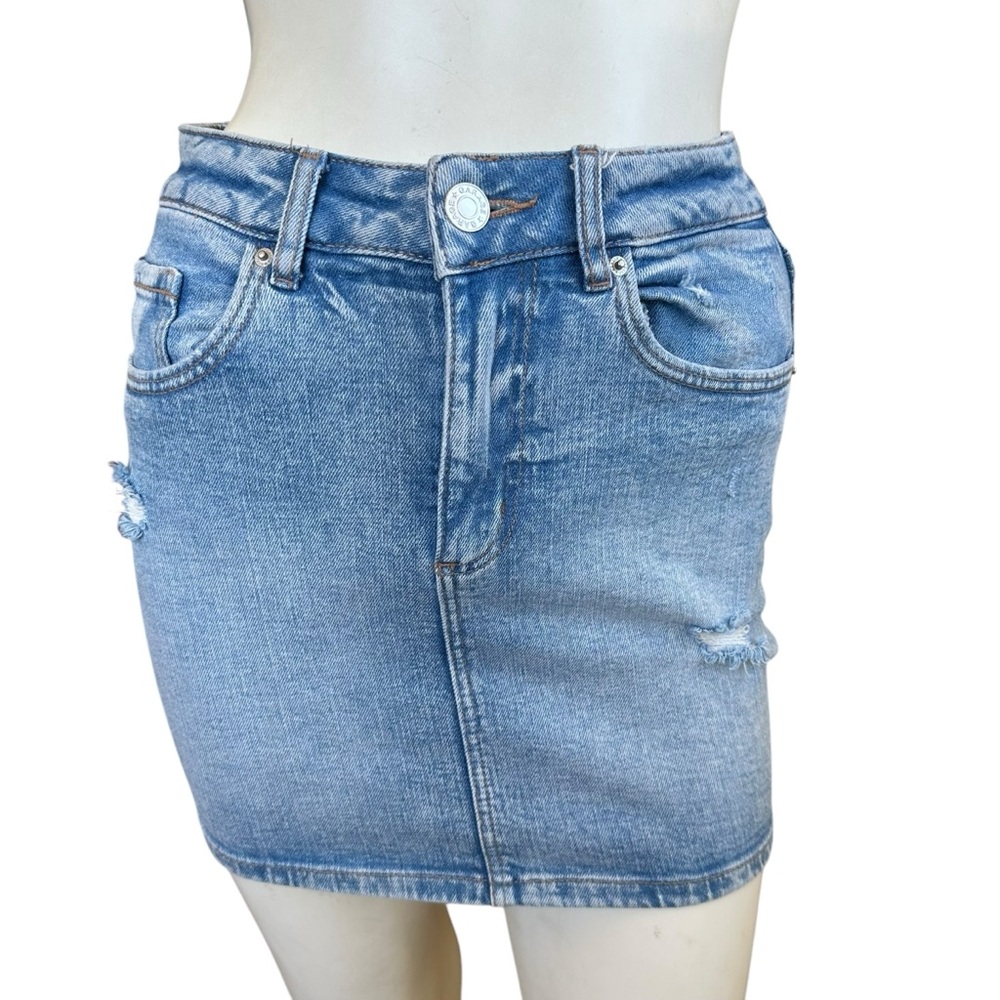 Garage Light Wash Distressed Denim Mini Skirt Size XS 24" Waist